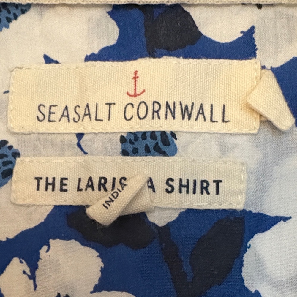 Blue & White Floral Button-Front Blouse, the Larissa Shirt - Picture 2 of 2